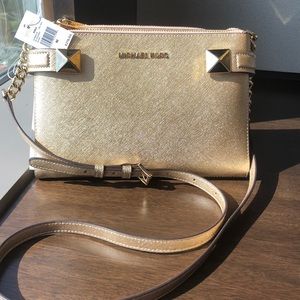 NWT Michael Kors Karla Crossbody Gold